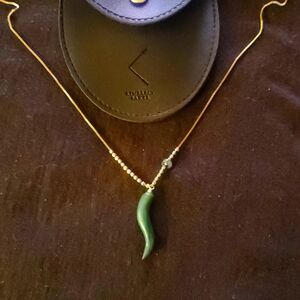 Kimberly Baker Gold Necklace with Green Malachite Italian Horn
